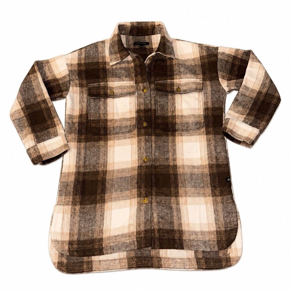 Banana Republic Womens M Brown Plaid Wool Blend Shirt Jacket Shacket - Picture 4 of 8